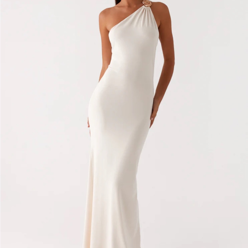 Peppermayo One-Shoulder Cream Maxi Dress
